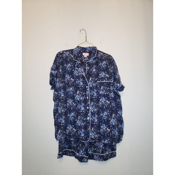 Cabernet Other - Cabernet Sleep Sense Woman Plus 2X Pajama Set Blue Button Front Shorts Floral